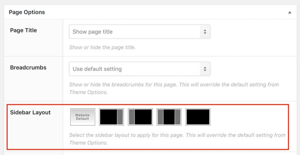 Per page sidebar layout option